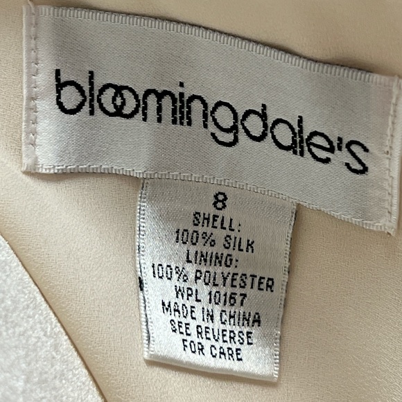 Bloomingdale’s vintage Silk Chiffon Cocktail length dress. Ivory, Sz 8, 39lng - Picture 6 of 7